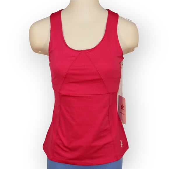 BOAST USA Women Active Tank Medium Fuschia Stretch Bra Racerback Leaf Logo - Picture 3 of 9